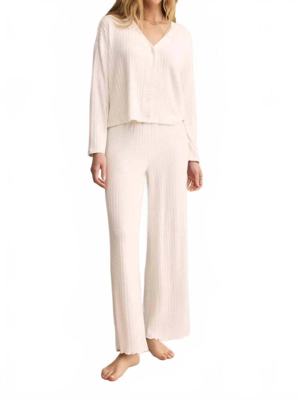 NEW Z SUPPLY women's dawn smocked rib pant in vanilla ice